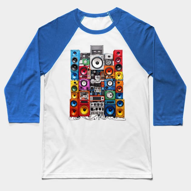 pure techno sound system vintage music audio hifi setup Baseball T-Shirt by bulografik